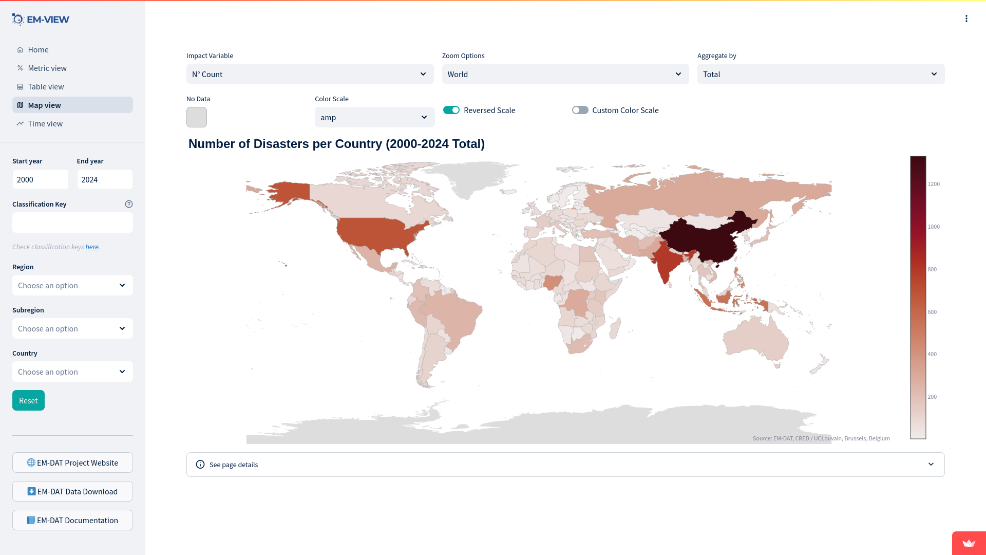 EM-VIEW Community Disaster Dashboard (Map View)